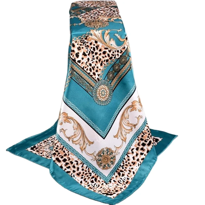 2025 New Irregular Large square Scarf  American Style Chain Flower Fashion  Print  Silk Scarf