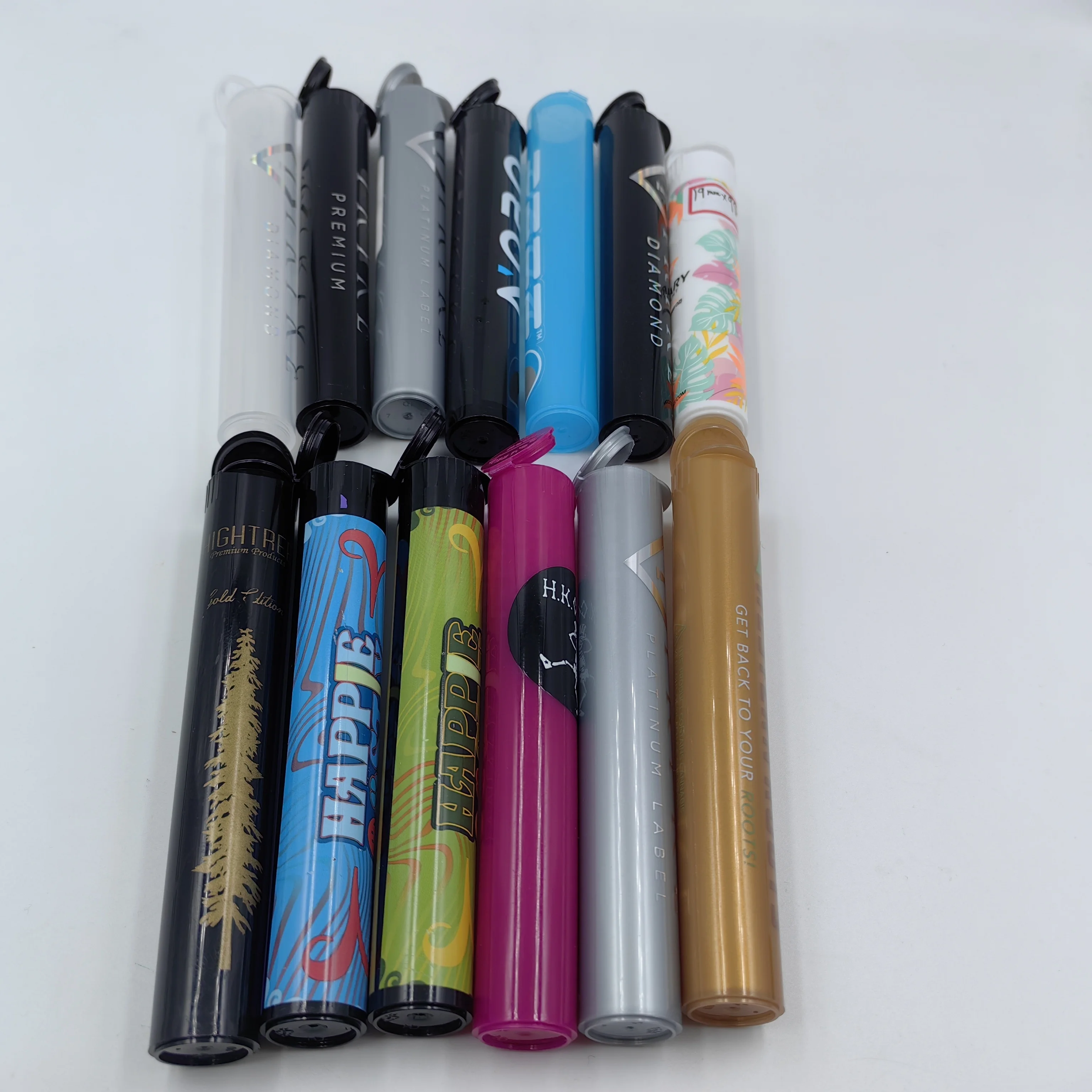 90mm 98mm 109 116mm Plastic Pre Pop Top Tubes Squeeze To Open Packaging  Roll Paper Smoking Accessory Cigarette Tubes With Lids