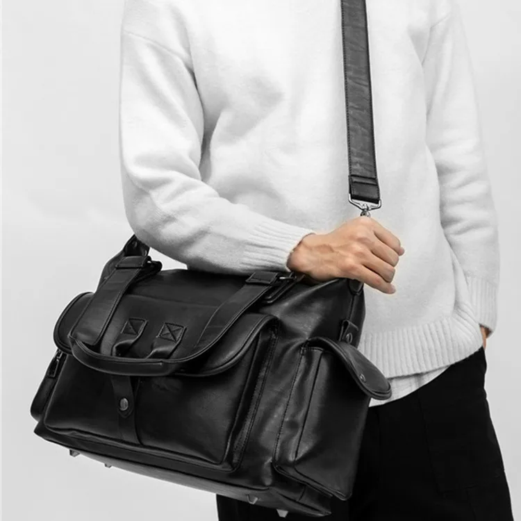 Wholesale Custom New Design Short Distance Weekend Bag Waterproof Large Men Duffle Bag PU Leather Travel Bag