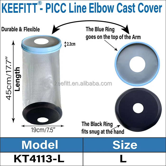 Keefitt Kt4113-l Reusable Waterproof Adult Elbow Picc Line Cast Cover ...