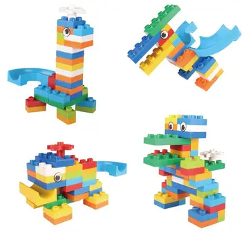 Education 130 Pcs Plastic Diy Stem Toy Rainbow Colorful Puzzle Game Dinosaur Model Brick Particle Kid Building Block Sets