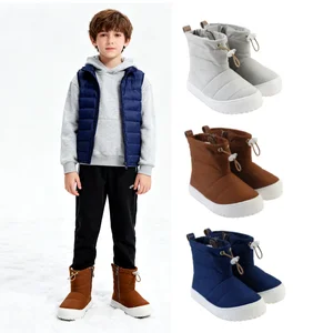 Babyhappy High Quality Water Resistant Material Warm Plush Lining Kids Snow Shoes Wide Toe Box Barefoot Boots Shoes Boy Children