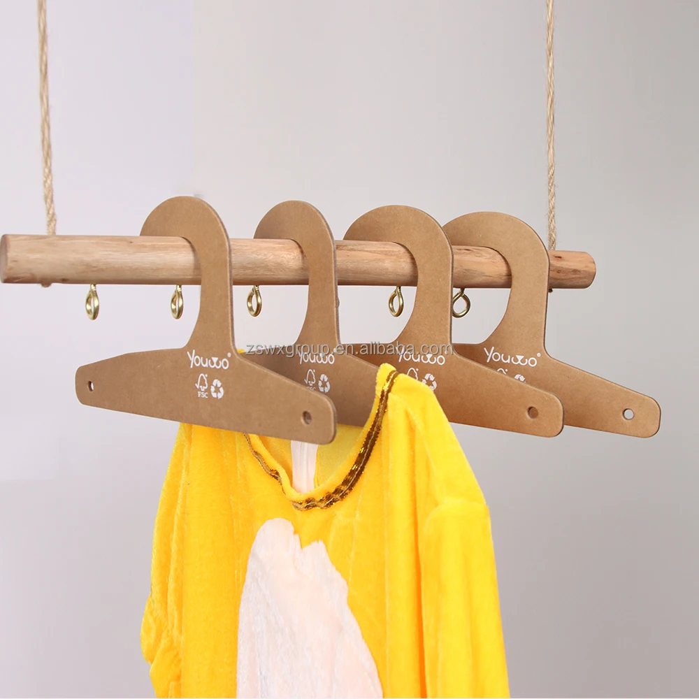 Customize Space-saving Fabric Samples for Kids, Baby Clothes, and Coats with logo Kraft Cardboard Hangers