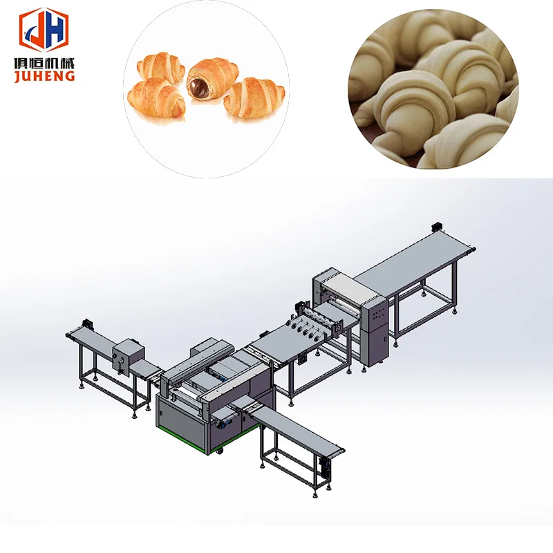 Máquina automática para hacer croissants CE, máquina para enrollar croissants compacta, equipo automático de panadería