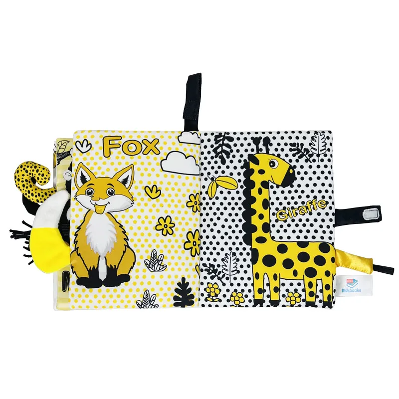 Baby Cloth Book Black And White Yellow Early Education Tail Cloth Book