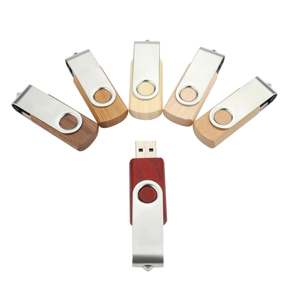 Generic Metal Wooden Swivel Flash Drive Rotating External Storage Memory Stick Usb 2.0 3.0 U Disk Pen Drive