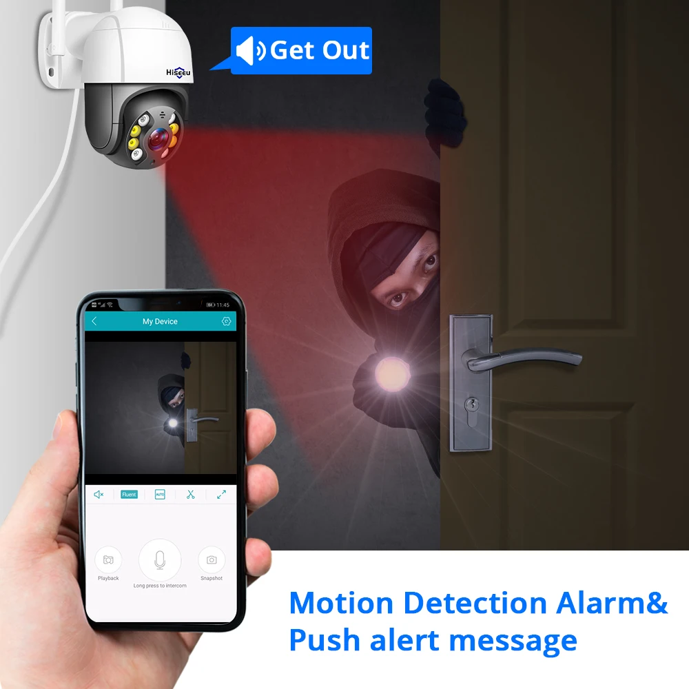 Hiseeu 5MP Camera HD Human Detection Two Way Audio P2P PTZ Wifi Cam Full Color Night Vision Auto Tracking PTZ Camera