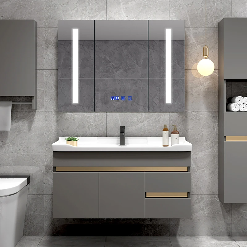 Promotion Bathroom Cabinet Combination With Explosion-proof Hd Silver ...