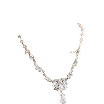 PES fashion jewelry! Victorian Style Flower Leaf Wedding Bridal Necklace Y Drop Pearl (PES100-324)