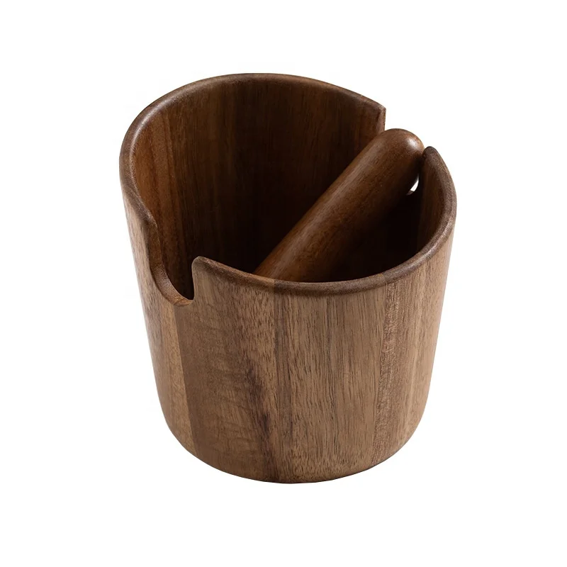 Custom logo Coffee Accessories Wood Knock Box Waste Bucket Bar Espresso Grounds Barista