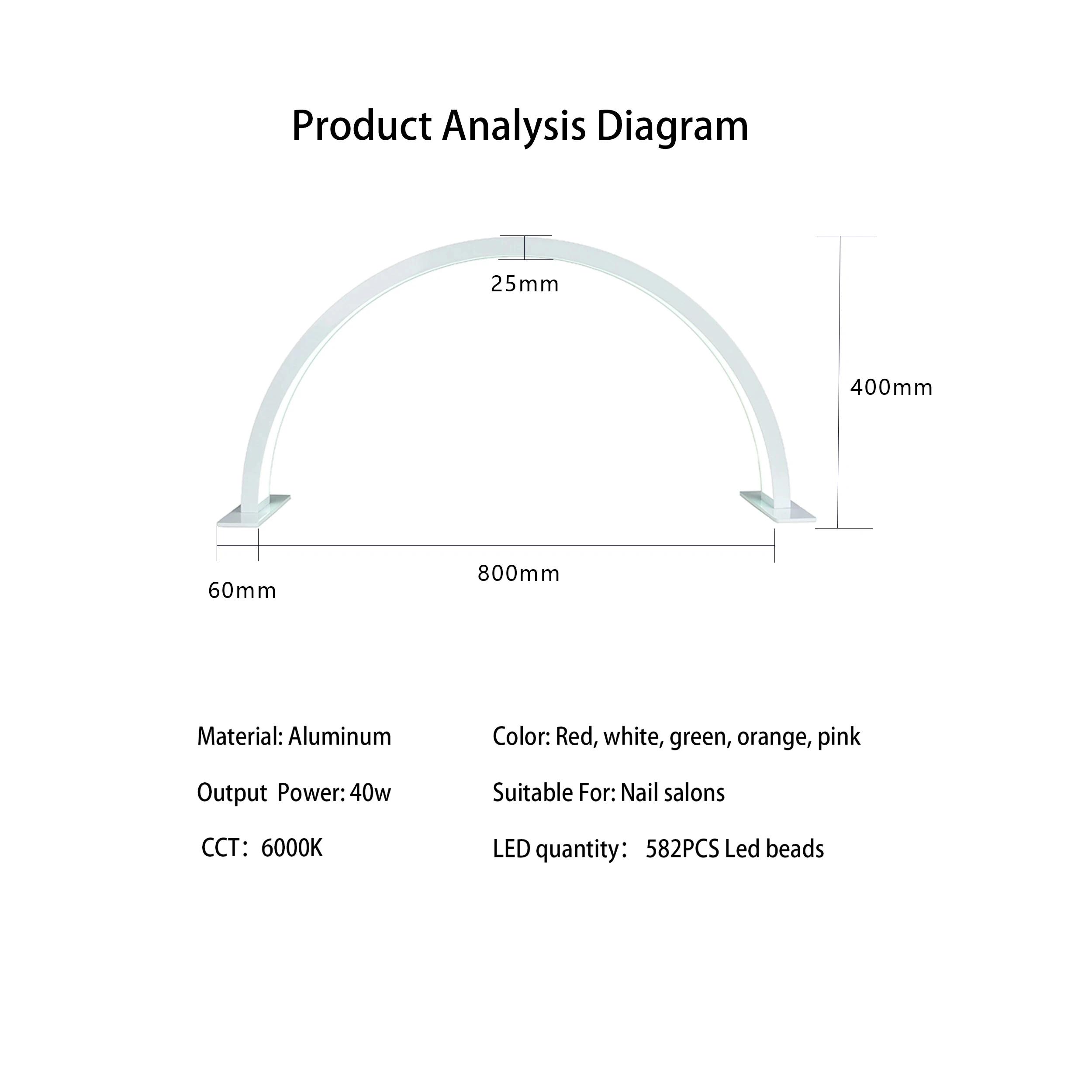 wallybeauty新设计30w弧光灯发光二极管表半月环形指甲灯