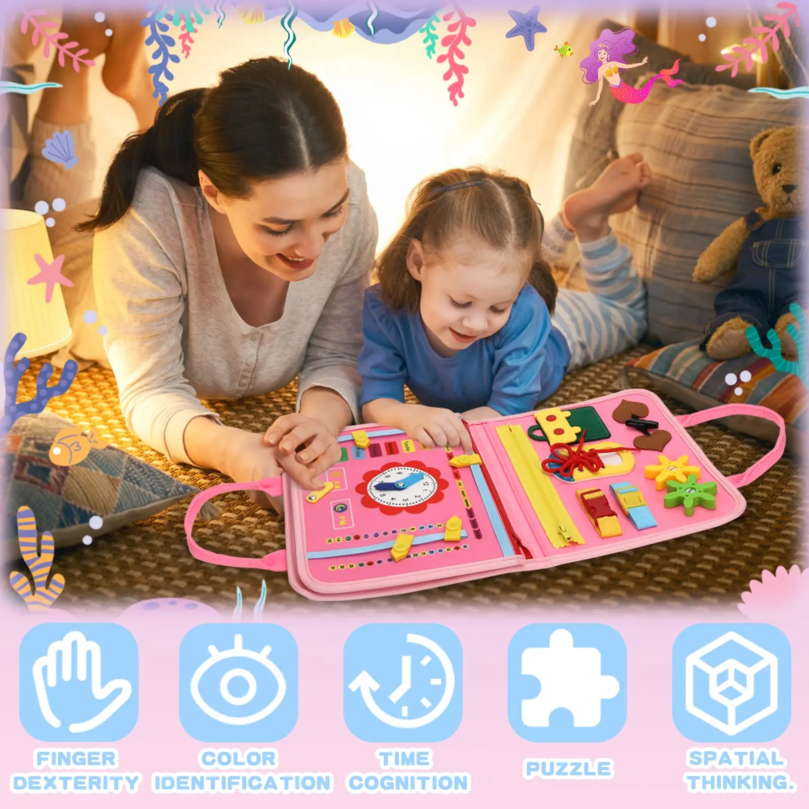 Customization 8 in 1 Toddler Busy Board Years Old Kid Montessori Toys Busy Bag Book for 1 Year Old Baby Sensory Board Learning