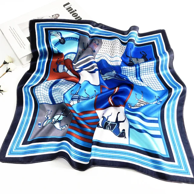 53X53CM new fashion  no moq custom design digital printing 100% satin silk scarf