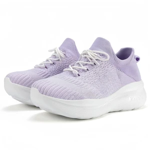 New Model Design High Quality Lace-up Platform Sports Shoes for Women Ladies Knitting Mesh Running Walk Sneaker  Low Price