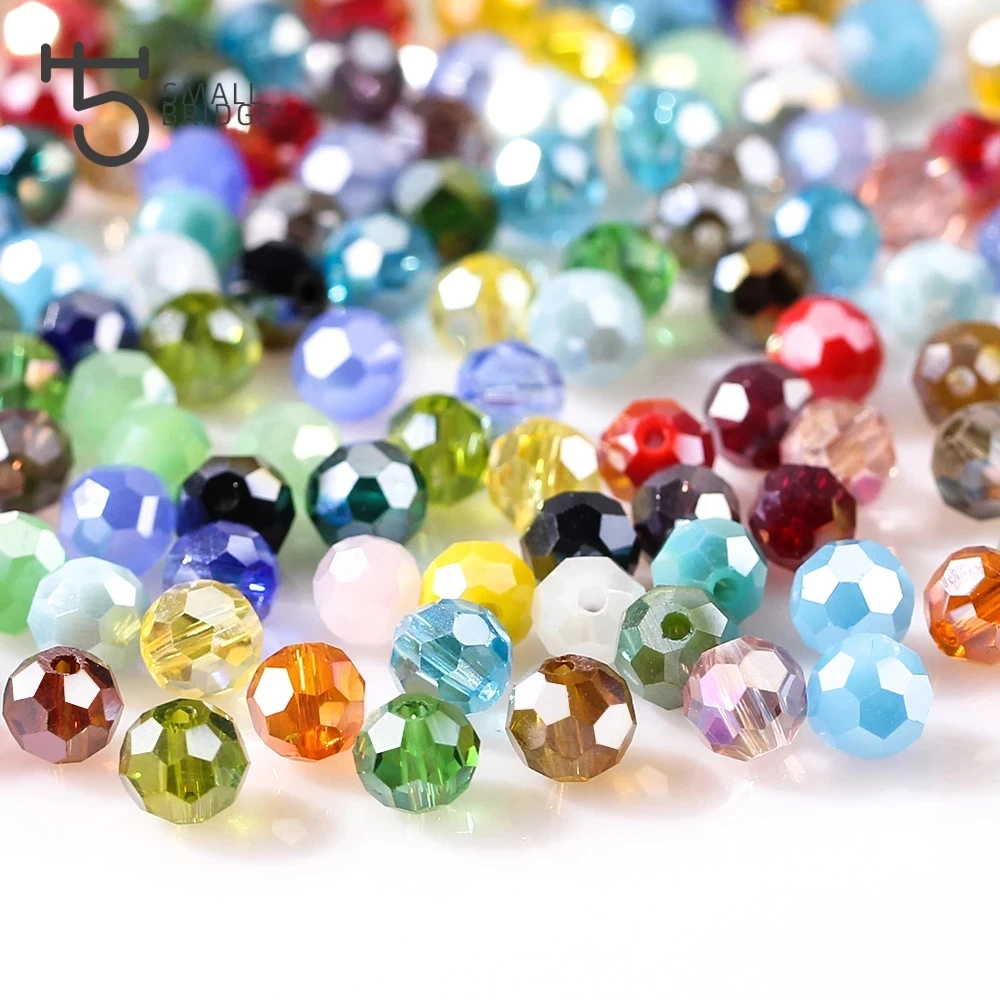 Factory direct 3 4 6 8mm Round Spacer Glass Beads With Holes Jewelry Accessories For Necklace Earring