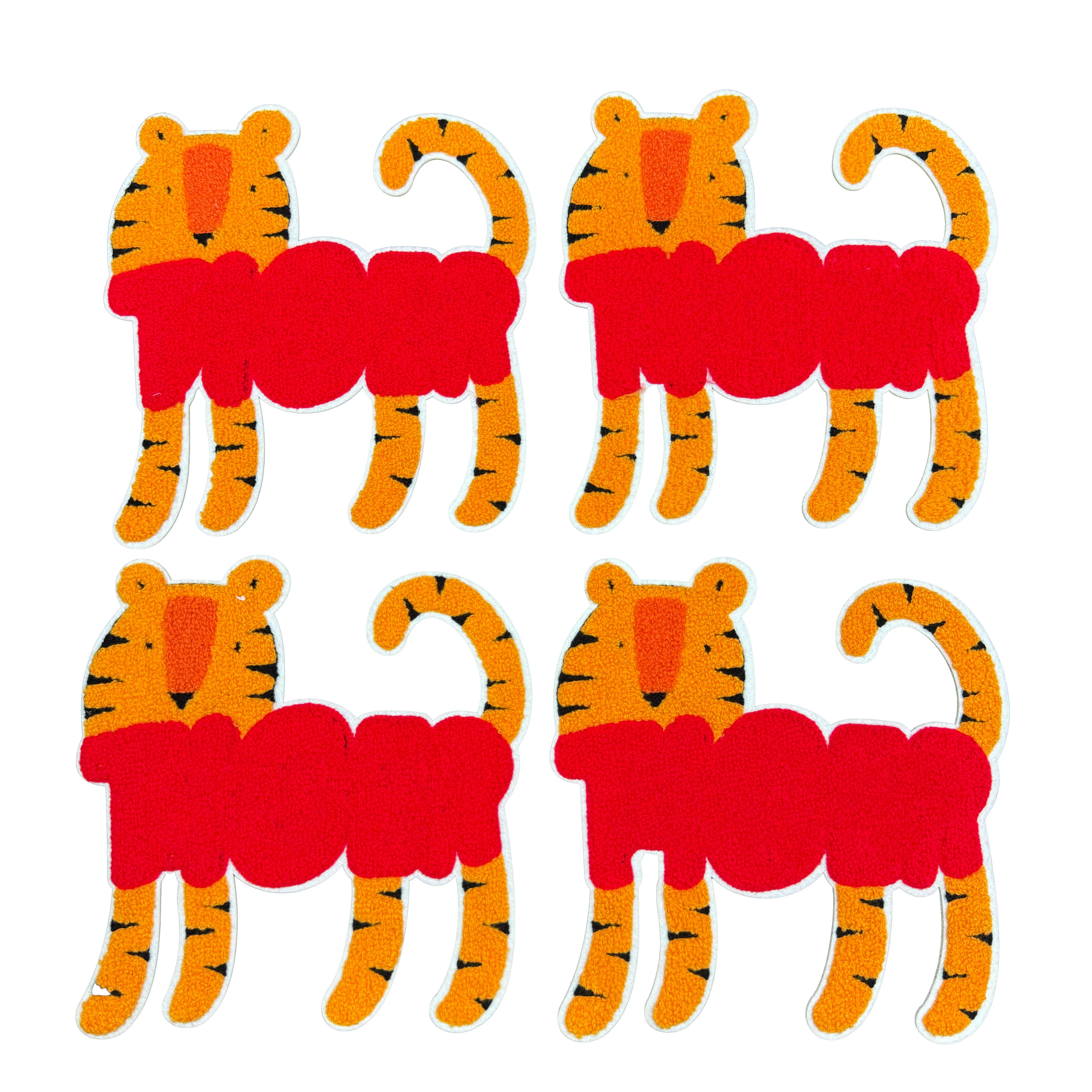 Wholesale Small Large Custom Animals Elephant Logo Towel Embroidery tiger  Letter Patch Iron on Heat Press Chenille Patches