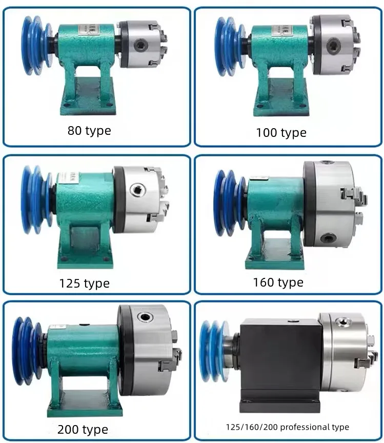Household Lathe Spindle Assembly With Pneumatic Chuck Flange Pulley