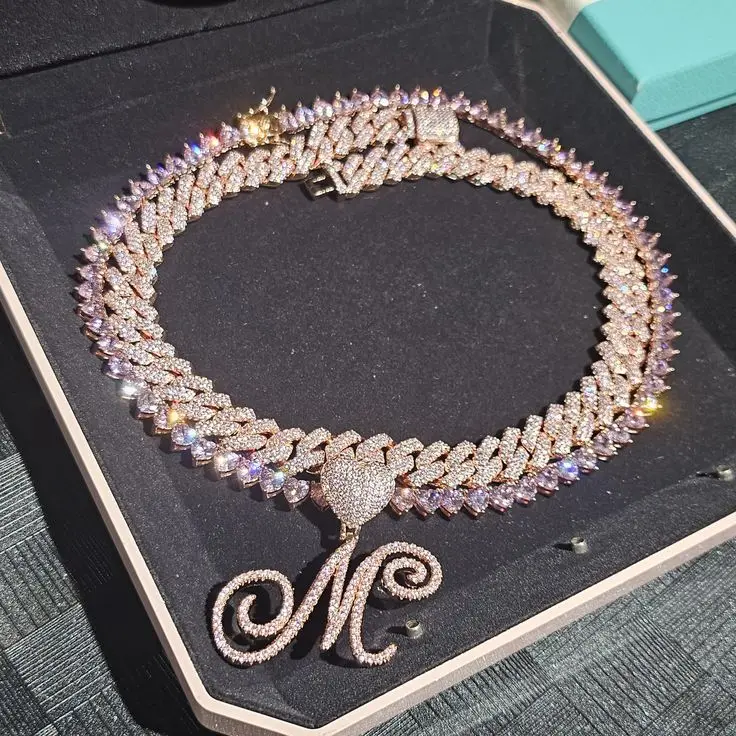 Custom Name Cursive Letter Pendant Necklace Bracelet Gold Silver Charm  Men's Women Fashion Hip Hop Rock Jewelry With Rope Chain