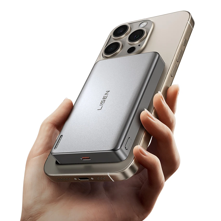 LISEN 0.5 Inch Ultra Slim Magnetic Power Bank 10000mAh Wireless Portable Charger Battery Pack for iPhone 17 Air Pro Max 16