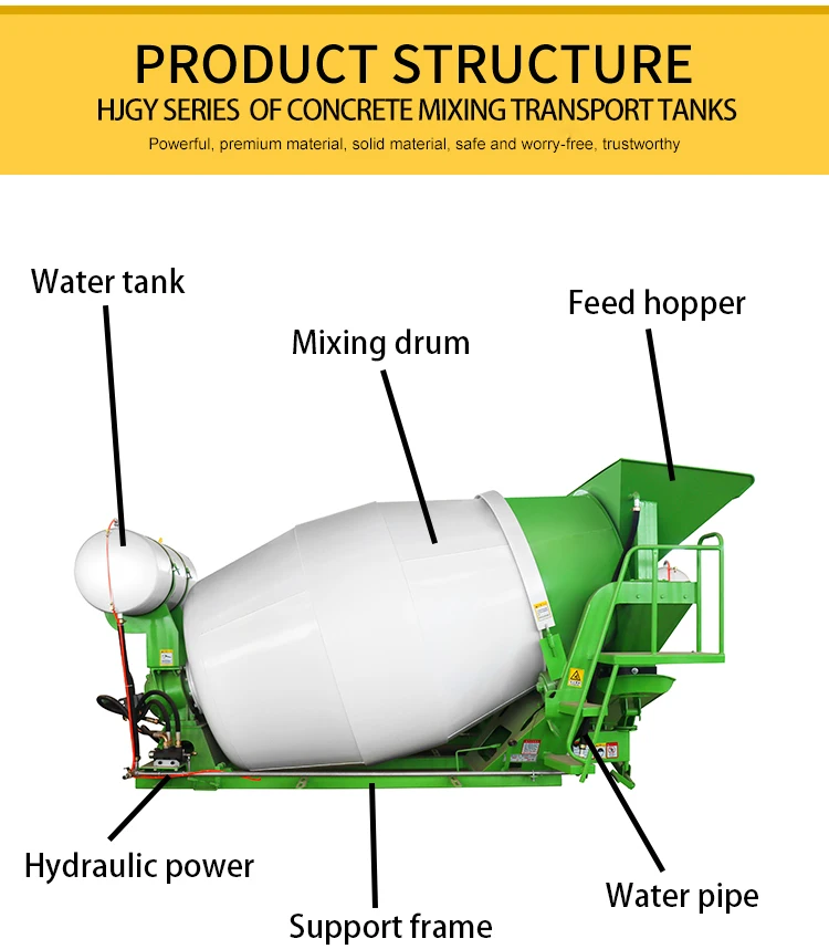 4 Cubic Yards Concrete Cement Mixer Tank Machine Hydraulic Cylinder