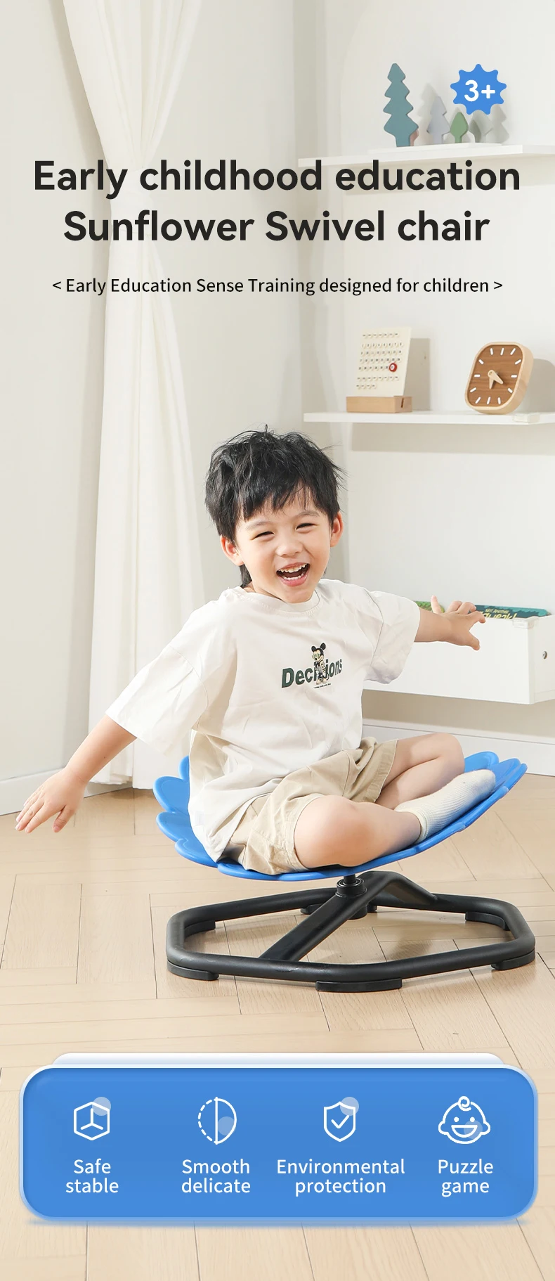 Chaise Pivotante Sensorielle Carrousel – Pour Autisme Et Intégration Vestibulaire – Développe équilibre Et Coordination – Dès 3 Ans
