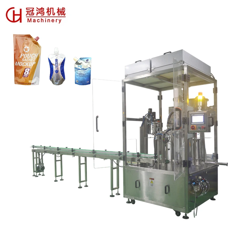 High Performance Rotary Disc Filling Machine Milk Bag 3 In 1 Liquid Filling And Capping Line