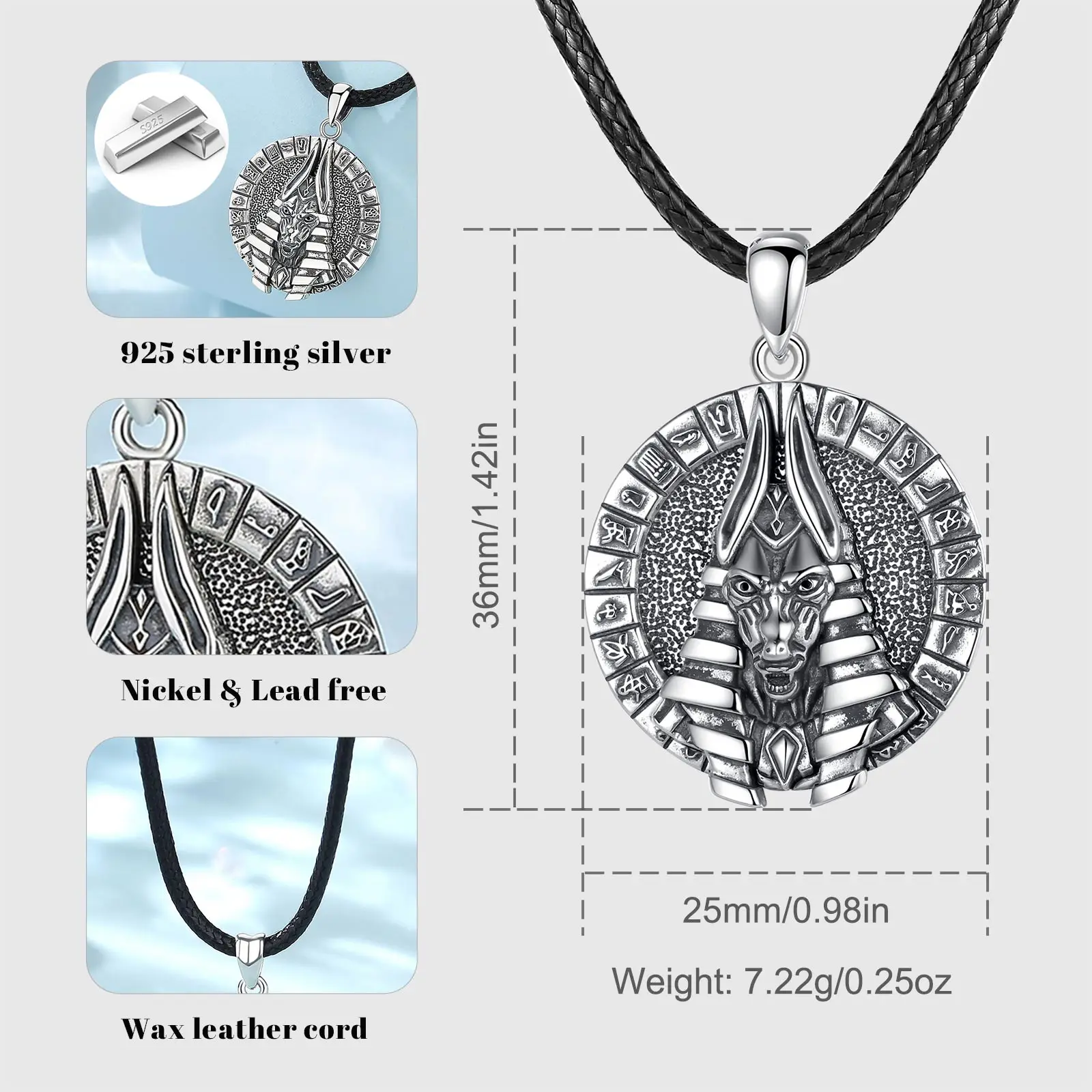 Collana con ciondolo in argento fatto a mano di Anubi egiziano, collana di mitologia incisa per il migliore amico, ciondolo in argento da uomo unico, regalo per gli uomini - Italia