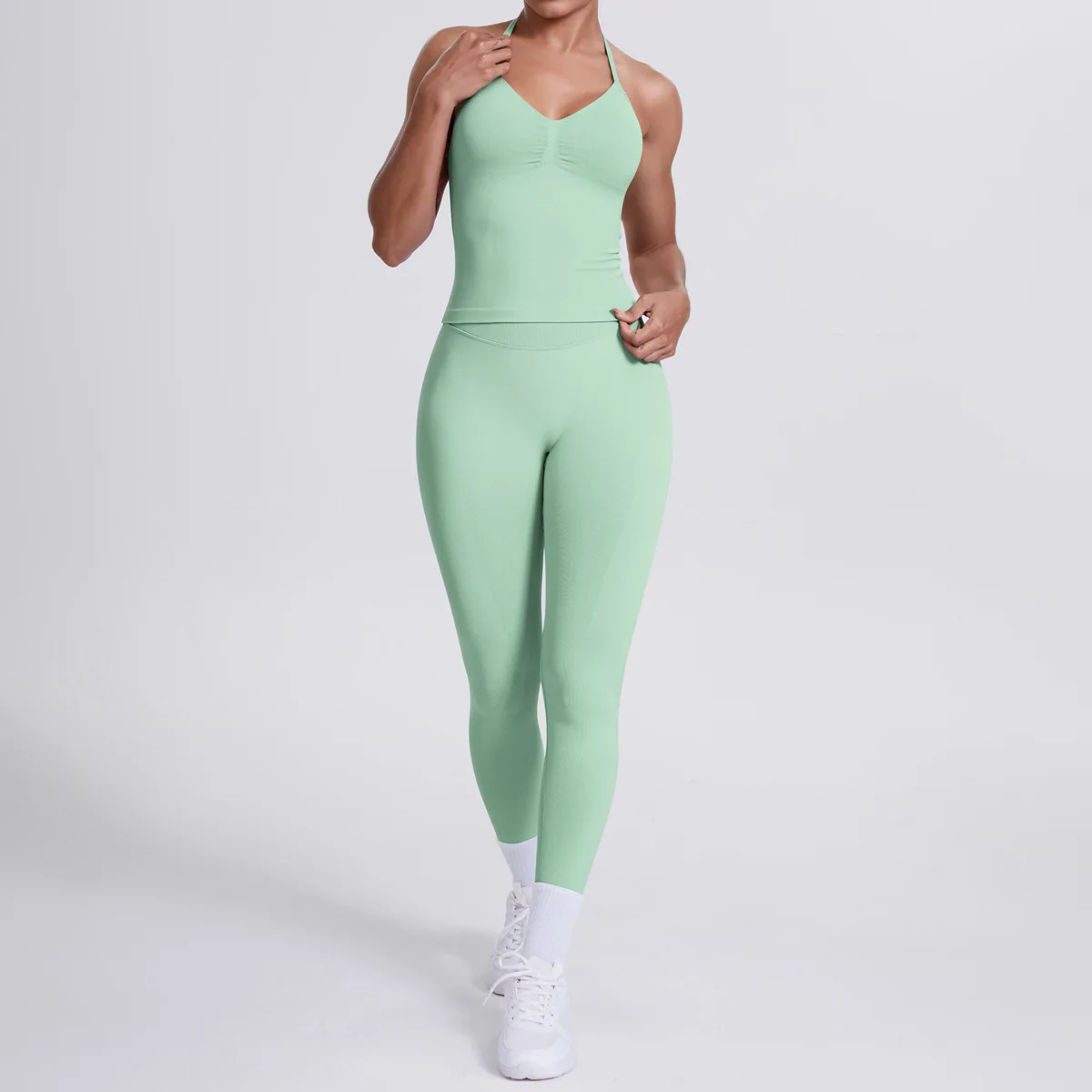 High-Waisted Seamless Yoga Sports Suit Halter Neck Quick-Dry Fitness Running Wear Breath preview