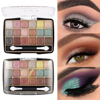18-color Shimmer Eyeshadow Palette Long-lasting Natural Matte Pearlescent High-pigment European American Eyeshadow Makeup