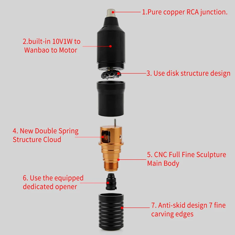 Новинка 2019, автоматические золотые тату-машинки, регулируемая тату-ручка, бесшумный двигатель, профессиональный вращающийся тату-пистолет