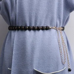 Модная цепочка из искусственных ракушек, Женский поясной ремень с бусинами, женский милый пояс с белой розой для платьев