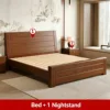 Letto, Noce-marrone + 1 Comodino