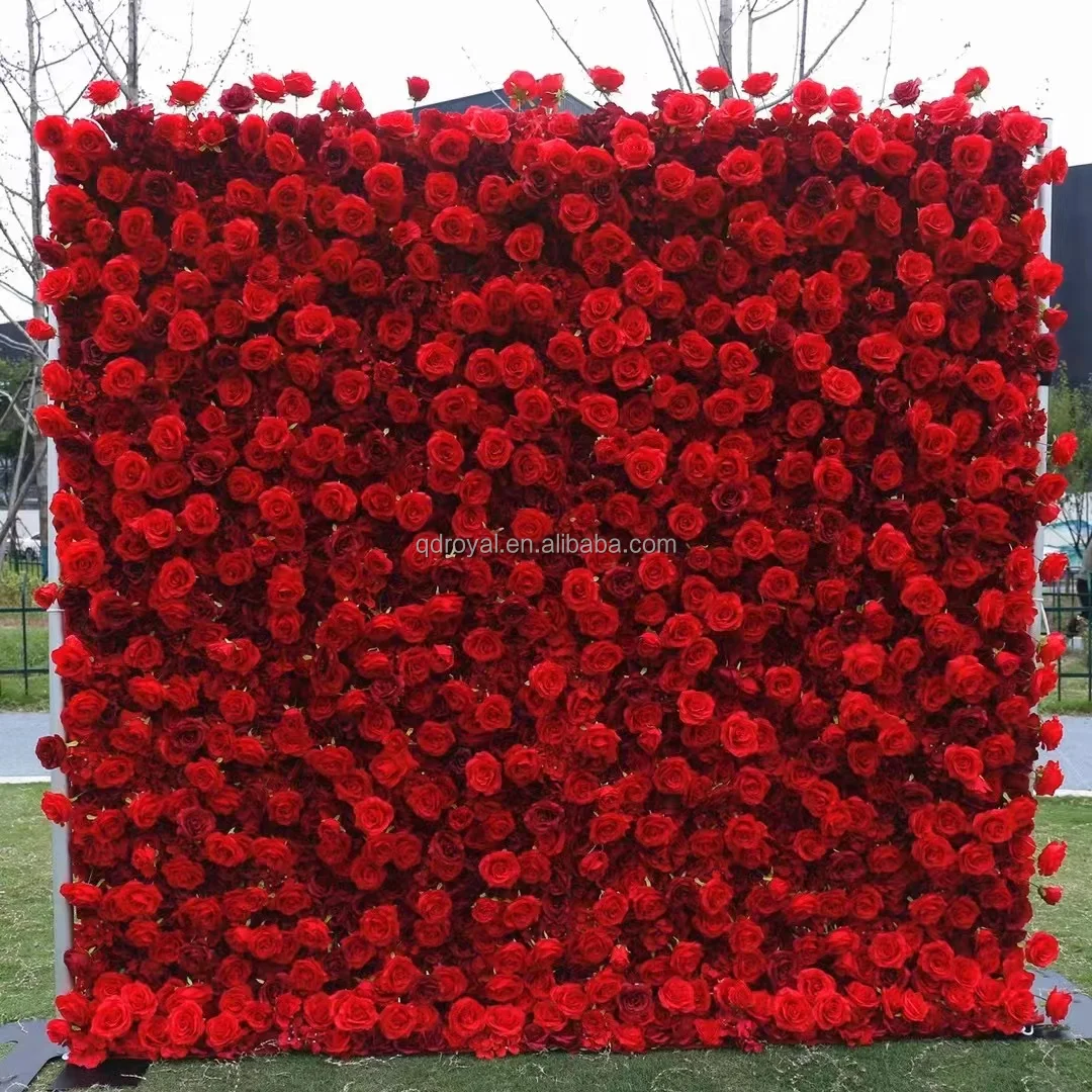 Artificial Flowerwall Fabric 3d Rose Flower Wall Wedding Decor Roll Up