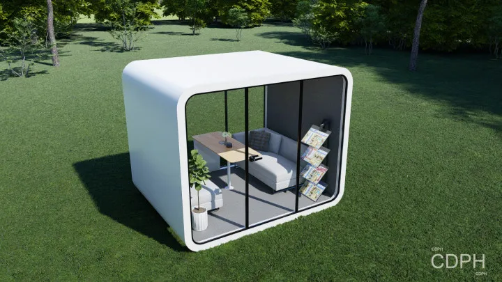 Hot Selling Cheap Prefabricated Soundproof Outdoor Residential Prefab House Small Movable Glass Isolated Mobile Office Pod
