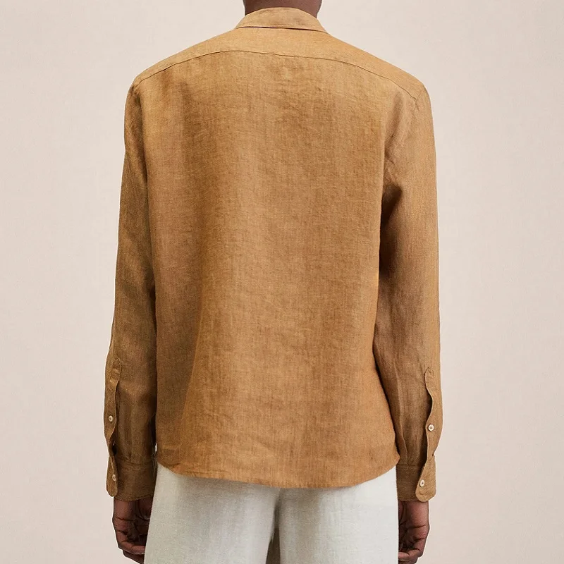 Nuove camicie a maniche lunghe da uomo in cotone lino italiano personalizzate casual bianche nere Camicie Regular-Fit da uomo a maniche lunghe475_voghion.com