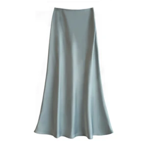 High Waist Mid-Length Satin Slimming Dress Casual Zipper Closure with Plain Dyed Technics