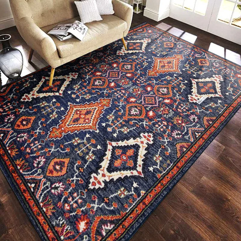Customized Persian Vintage Design Polyester Tufted Wholesale Soft Thick Washable Bohemia Bedside Sofa Rugs Bedroom Tapis