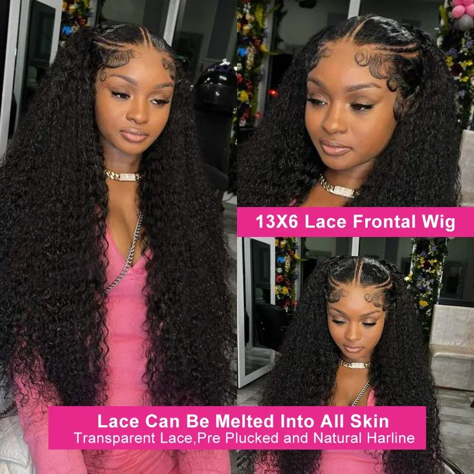 Parrucca frontale con onda profonda da 32 pollici, parrucca frontale in pizzo trasparente a 360°, per capelli umani, per donne_voghion.com