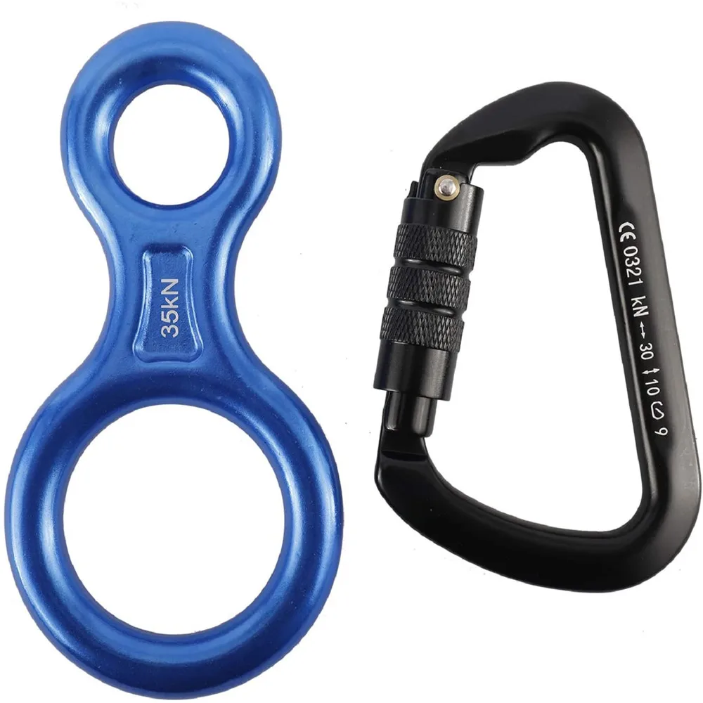 35KN Figure 8 Rope Descender Rigging Plate Downhill Equipment for Rappelling Belaying Climbing 