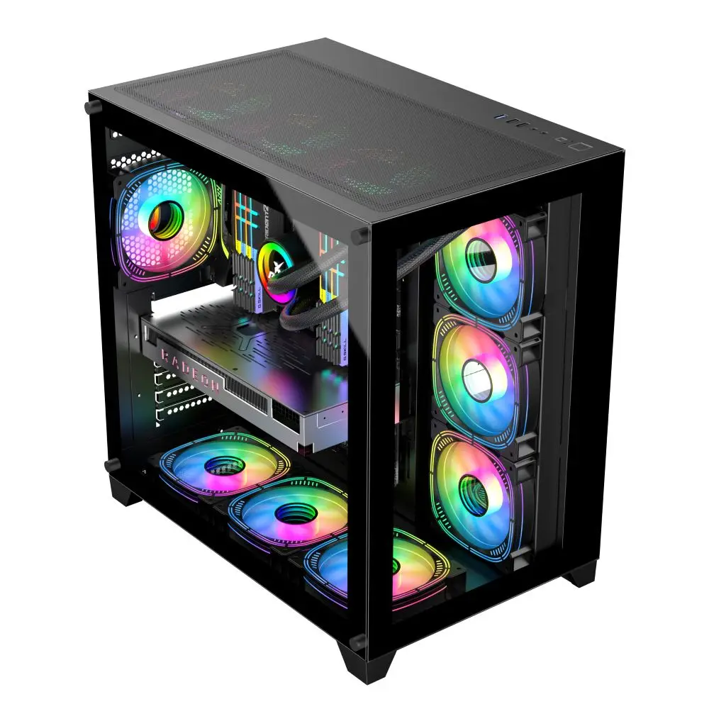 New Arrival Atx Tower Pc Case Glass Rgb Desktop Gaming Pc Computer