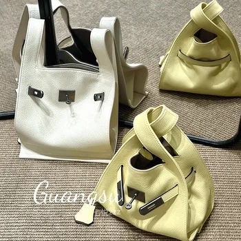 Women's Vintage Fashion Shoulder Bag New Summer Paper Leather Diagonal Bag Two Handles Open Closure Nylon Multi-Purpose Handbag
