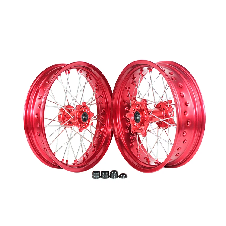 Factory Supply New KXF 17 Inch Aluminum Alloy Dirt Bike Slip Tire Road Racing Supermoto Wheel Set