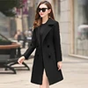 Black slim fit jacket wool trench coat overcoat