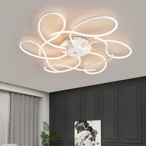Simple Modern LED Ceiling Lamp for Home Restaurant Bedroom-round Fashionable Black Design Iron Base for Living Room Study Room