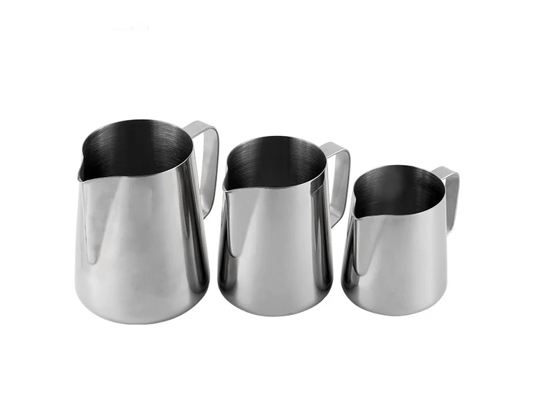 Оптовая продажа высококачественный металлический зеркальный кувшин из нержавеющей стали 304 для бариста Пенообразователь кофе молока чая набор