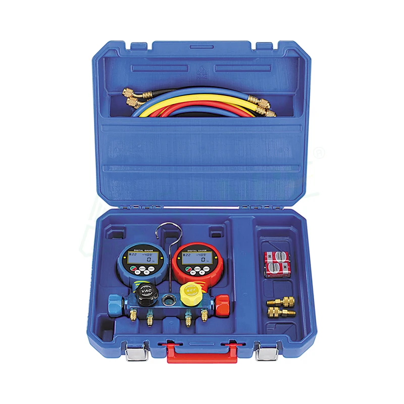 High Accuracy Measuring Instruments LCD Display Hvac Gauges Digital Manifold Pressure Gauge Set