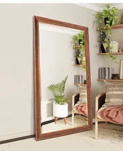 Large Tempered Glass Wooden Framed Floor Standing full length Dressing Mirror