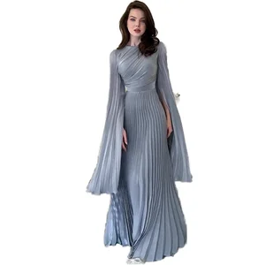 Customize Autumn New Solid Color Halter Neck Sequined Chiffon Trumpet Evening Dress with Front Logo Natural Waist for Women