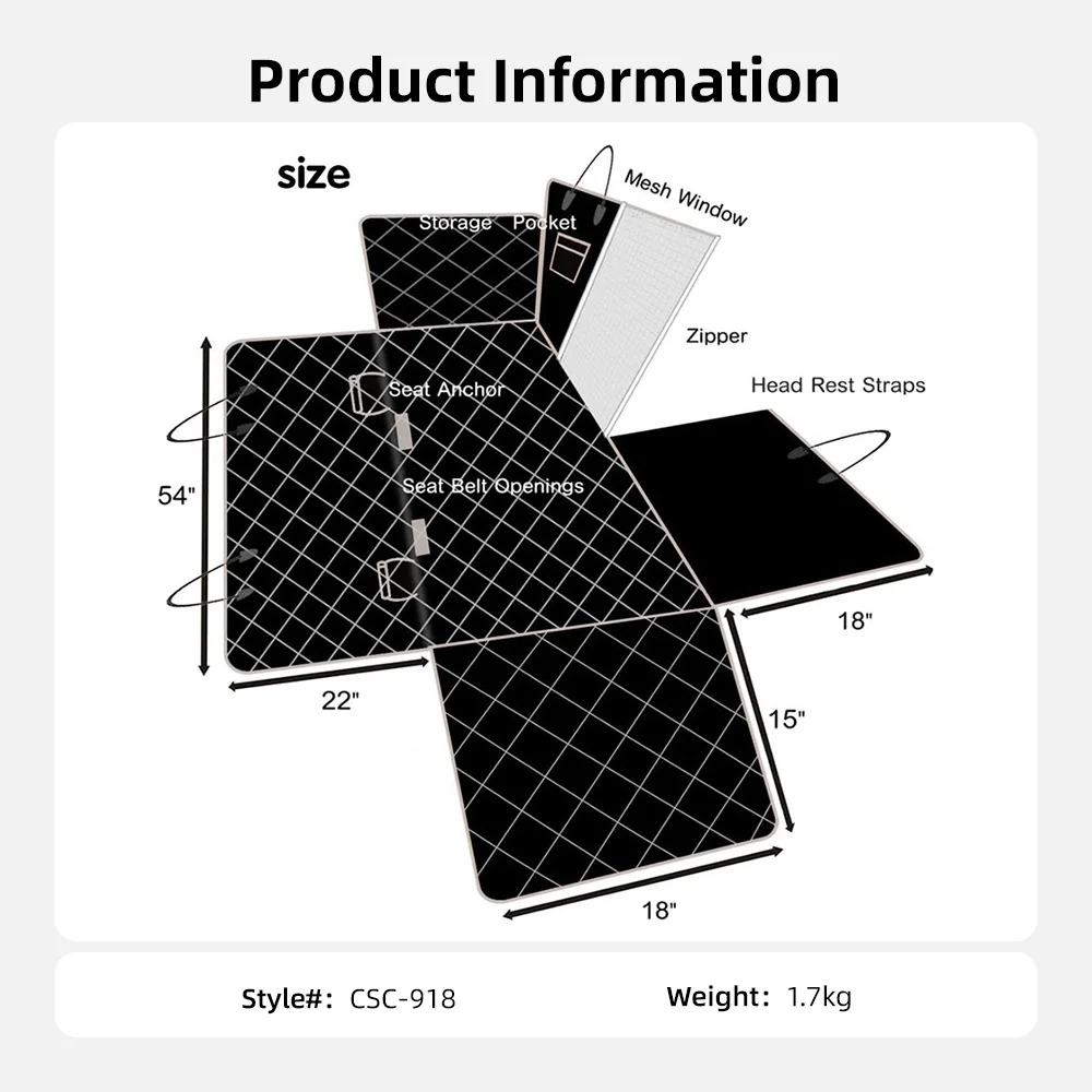Wholesale Waterproof Dog Car Seat Cover Car Backseat With Mesh Window - product detail 6