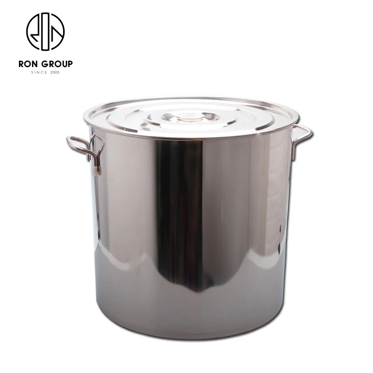 Cheap hotel stainless steel multi capacity soup container dinnerware heavy duty custom restaurant catering deep soup stock pot